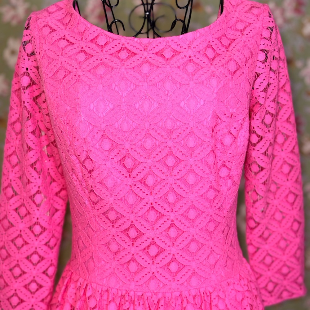 Lilly Pulitzer Hot Pink Lace Dress Size 2 | Bright Pink | Kentucky Derby